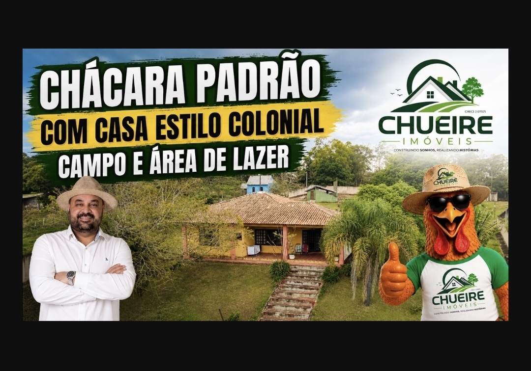 Chácara à venda em Siqueira Campos - PR — Chácara Padrão com Casa Estilo Colonial, Campo e Área de Lazer (REF #809)