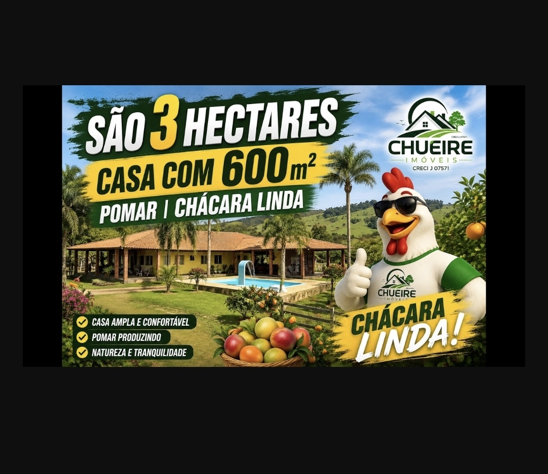 Chácara à venda em Siqueira Campos - PR — Chácara Linda - 3 Hectares com Casa de 600m², Pomar e Estrutura Completa (REF #816)